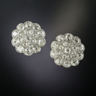 Large Edwardian Diamond Cluster Earrings - 3