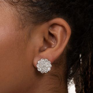Large Edwardian Diamond Cluster Earrings