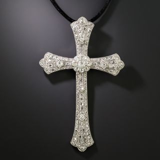 Large Edwardian Diamond Cross Pendant - 1