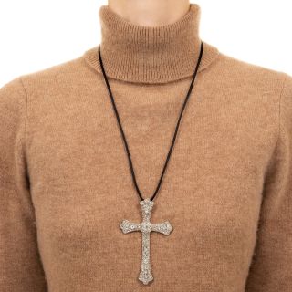 Large Edwardian Diamond Cross Pendant