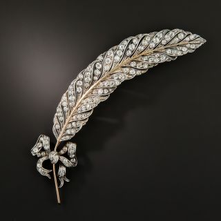 Large Edwardian Diamond Feather Brooch - 2