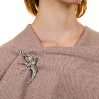 Large Edwardian Diamond Soaring Swallow Brooch