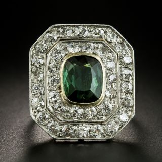 Large Edwardian Green Tourmaline and Diamond Ring - 2
