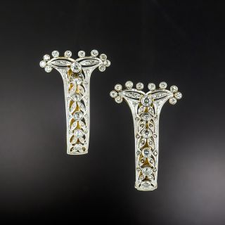 Large Edwardian-Inspired Diamond Hoop Earrings - 1