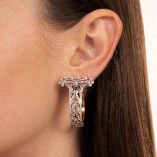 Large Edwardian-Inspired Diamond Hoop Earrings