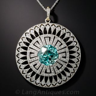 Large Edwardian Zircon and Diamond Pendant