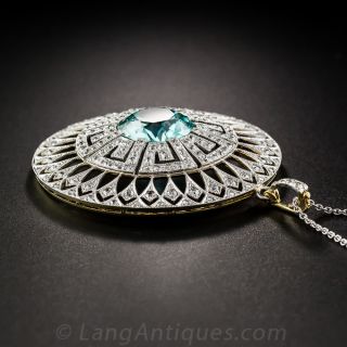 Large Edwardian Zircon and Diamond Pendant