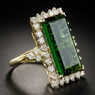 Large Emerald-Cut Tourmaline and Diamond Dinner Ring