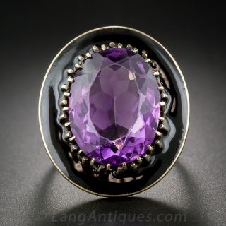 Large Enamel and Amethyst Ring