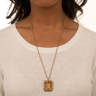 Large Estate 50 Carat Citrine Pendant Necklace