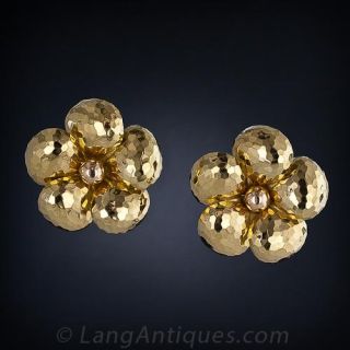 Large  Flower Clip Earrings