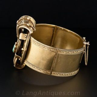Large French Hinged Bangle with Turquoise