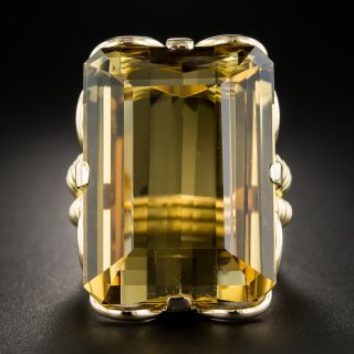 Large French Retro Citrine Ring