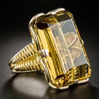 Large French Retro Citrine Ring