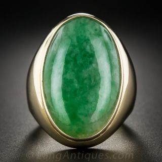 Large Gent's Natural Jadeite Ring - 1