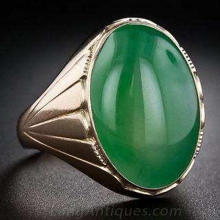 Large Gent's Vintage Jade Ring