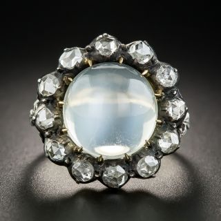 Large Georgian Style Cats-Eye Moonstone Diamond Ring - 1