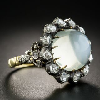 Large Georgian Style Cats-Eye Moonstone Diamond Ring