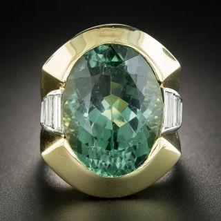 Large Green Tourmaline and Diamond Ring