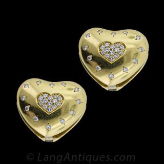 Large Heart Diamond Earrings