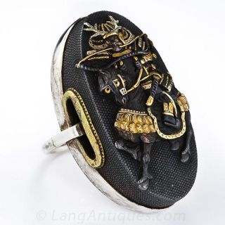 Large Japanese Shakudo Ring in Silver