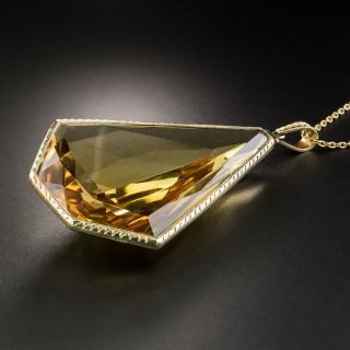 Large Kite-Shaped 95 Carat Citrine Pendant