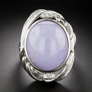 Large Lavender Jade and Diamond Cocktail Ring - 3