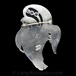 Large Leafy Silver Moonstone Pin