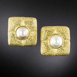 Large Mabe Pearl Earrings - 2