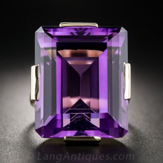 Large Mid-Century Amethyst Rose Gold Ring