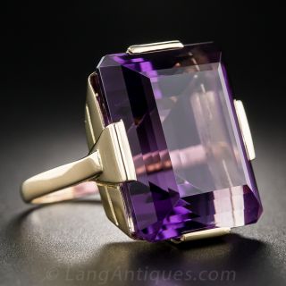 Large Mid-Century Amethyst Rose Gold Ring