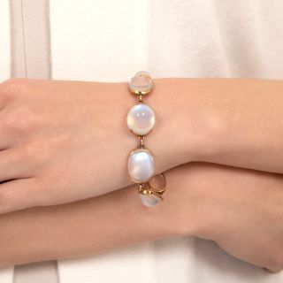 Large Mid-Century Moonstone Bracelet