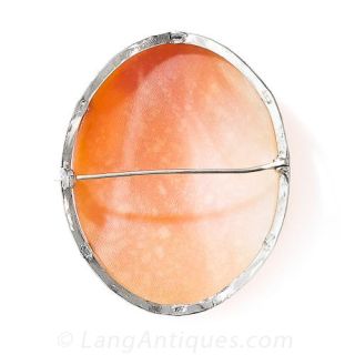 Large Mid Century Shell Cameo Brooch