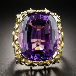 Large Mid-Century Vintage Amethyst Ring 18K - 2