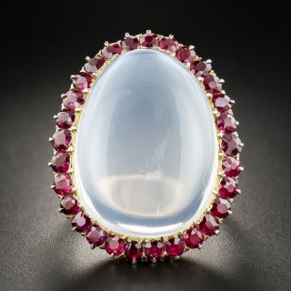 Large Moonstone and  Ruby Ring - 2