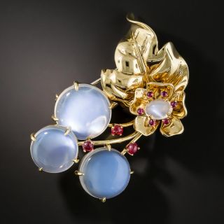 Large Moonstone Cherry Blossom Brooch - 2