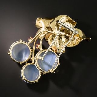 Large Moonstone Cherry Blossom Brooch