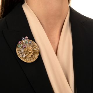 Large Multi-Color Flower Gardening Hat Brooch