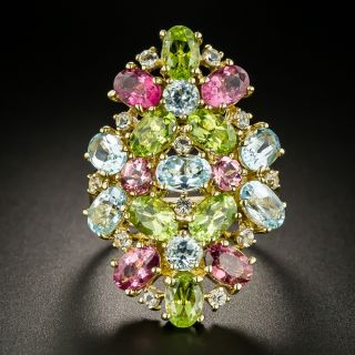 Large Multi-Gem Cluster Dinner Ring - 1