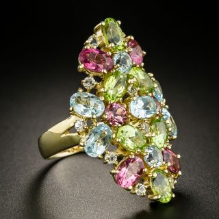 Large Multi-Gem Cluster Dinner Ring