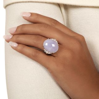 Large Natural Lavender Jade and Diamond Ring
