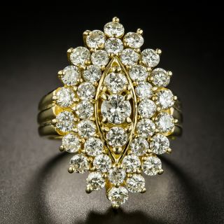 Large Navette-Shaped Diamond Cluster Ring - 2