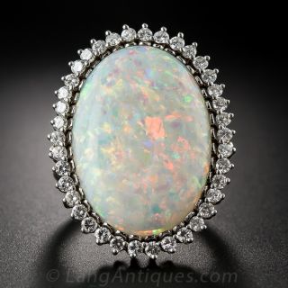 Large Opal and Diamond Cocktail Ring