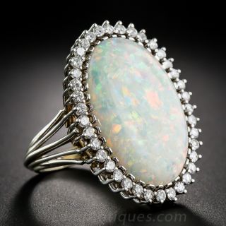 Large Opal and Diamond Cocktail Ring