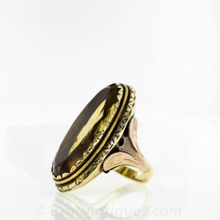 Large Oval Antique Citrine Ring