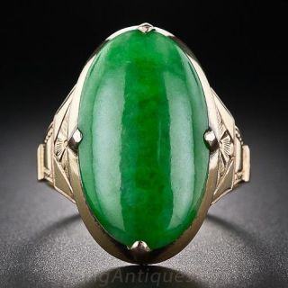 Large Oval Jade Vintage Chinese Ring