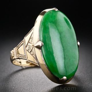 Large Oval Jade Vintage Chinese Ring