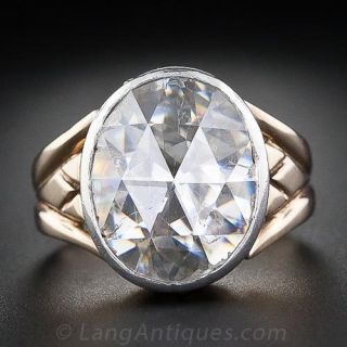 Large Oval Rose-Cut Diamond Ring