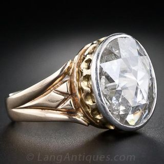 Large Oval Rose-Cut Diamond Ring