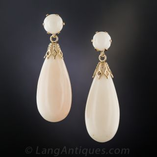 Large Pale Pinkish-White Coral Earrings